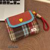 Contrast Color Plaid Aunt Bag Portable Sanitary Napkin Storage Storage Bag Student High-value Magnetic Buckle Bag with Handle