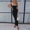 Summer New European and American Women's Clothing Solid Color Sexy Hip-wrapped Sleeveless Slim-fitting Suspender Dress