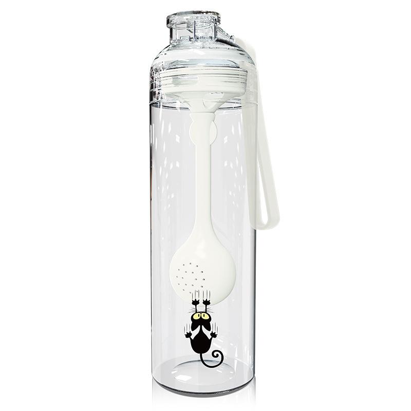 Student Tea Water Separation Water Cup with Spoon Gift Sports Bottle Plastic Water Cup