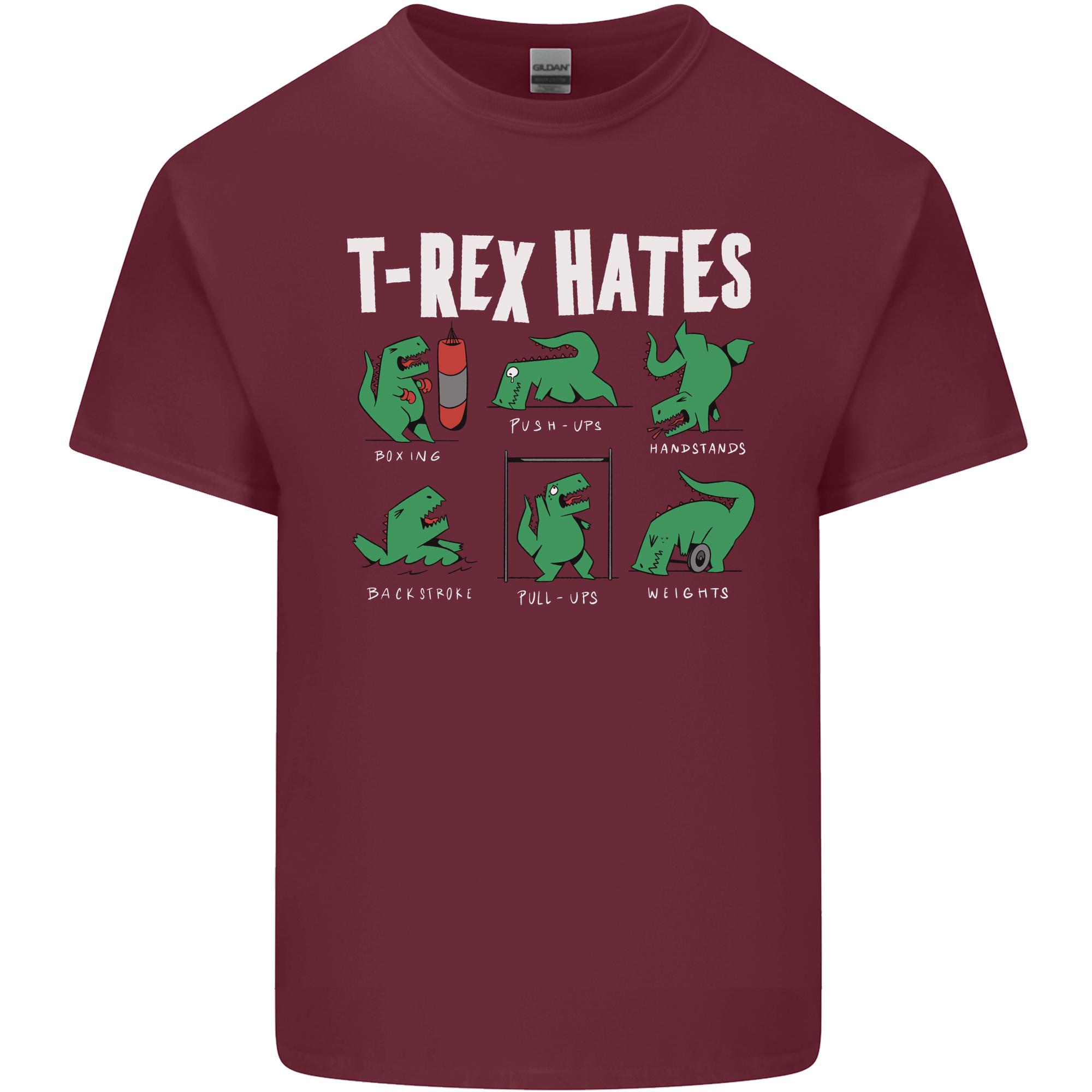 TRex Hates Funny Dinosaurs Jurassic Gym Unisexs Light Cotton TShirt S