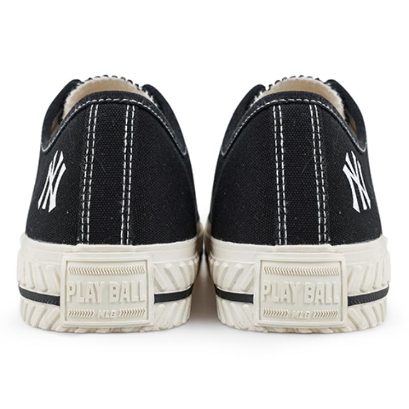 MLB Playball Cookie Shoes Slip Resistant, Abrasion Resistant, Breathable, Lightweight Low Top Canvas Shoes Unisex Black Sneakers 32SHP1111-50L