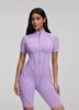 High-End Comfort Sports Yoga Tight-Fit Zipper Short Sleeve Jumpsuit