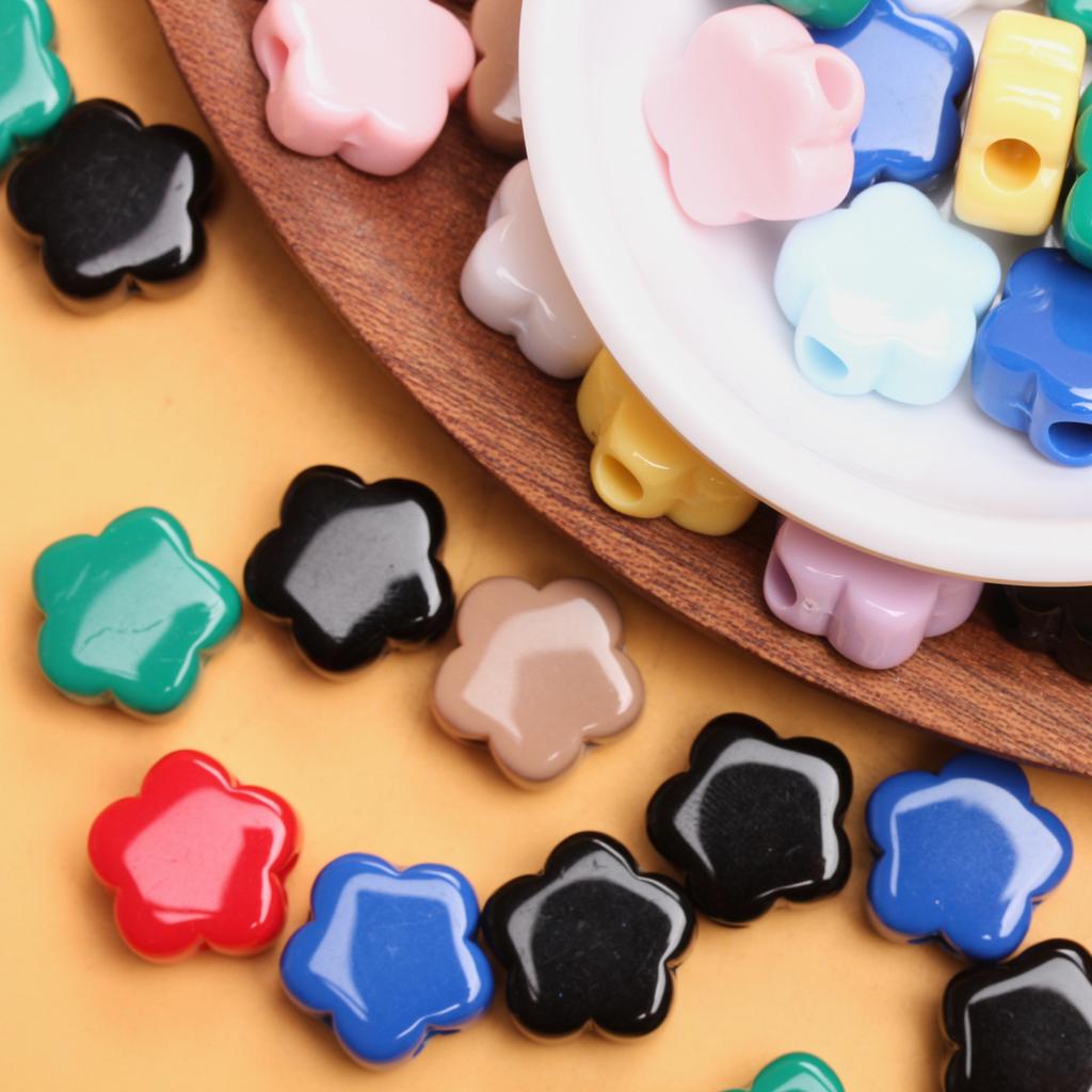 500g About 410Pcs Flower 14.5mm Loose Beads Jewelry Accessories Acrylic Solid Color