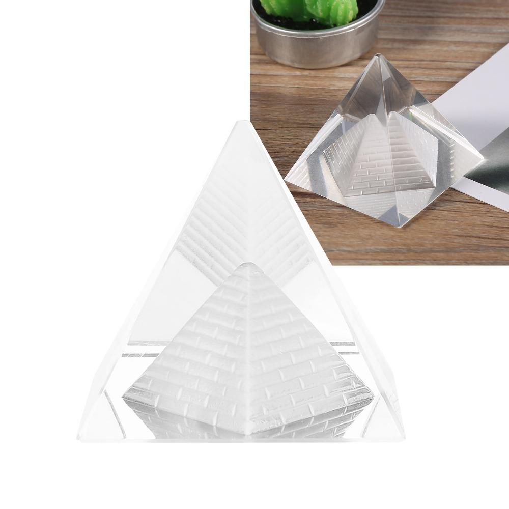 Crystal Crystal Pyramid Figurine Clear Pyramid Paperweight Pyramid Ornament  Office Desk Decor