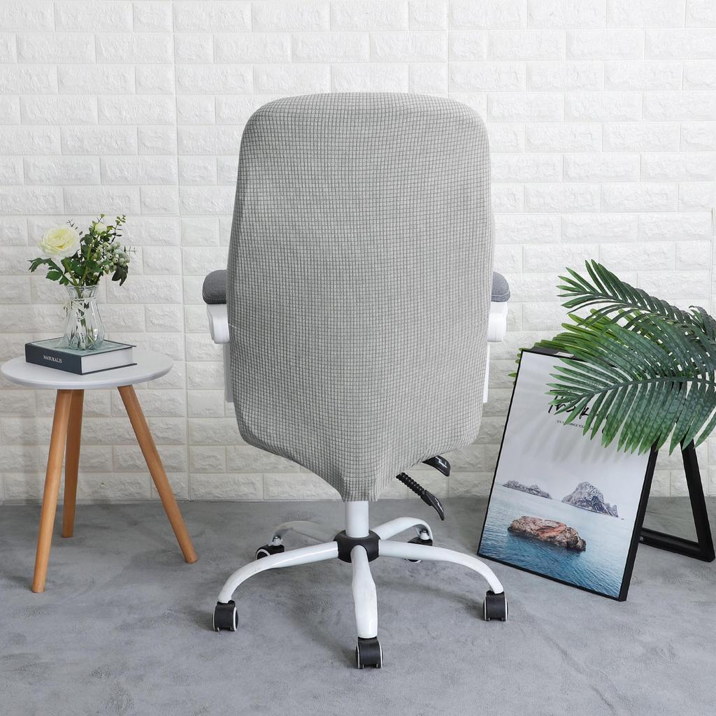 Cover For Swivel Office Chair, Light Grey Jacquard