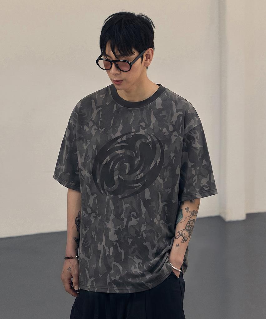 BURNING CAPONE Bc Camo Tornado Short Sleeve T-Shirt (Charcoal)