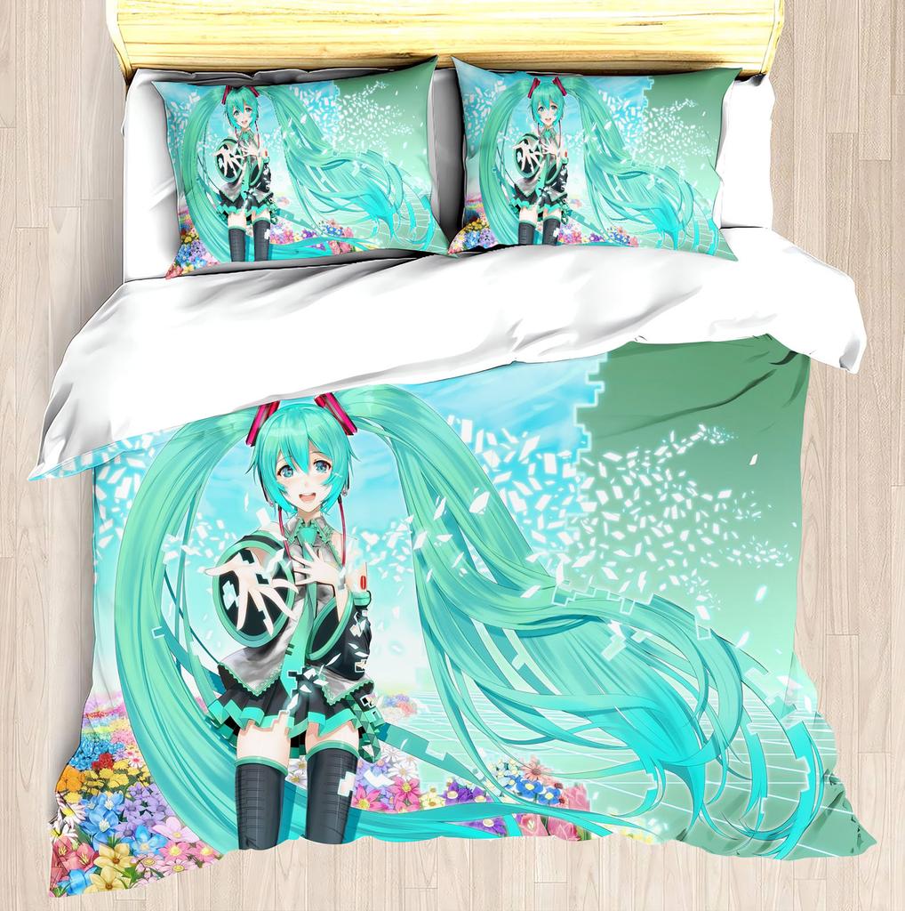 Hatsune Miku Duvet Cover Set Comforter Bedding 3d Children'S Bedding Set 3-Piece 1 Quilt Cover King Size