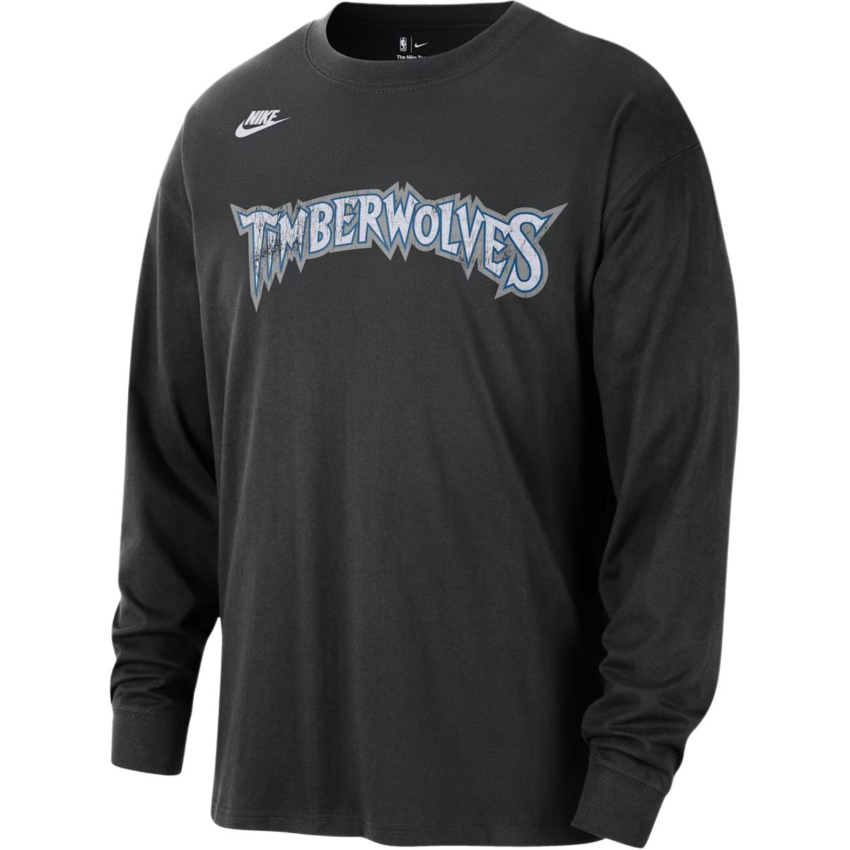Nike NBA Minnesota Timberwolves Essentials Hardwood Classics Men s Long-Sleeve T-Shirt Black IB4237-010 M