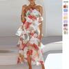 2026 New Off-Shoulder Women's Fashion Chiffon Printed Fairy Long Temperament Evening Dress Dress