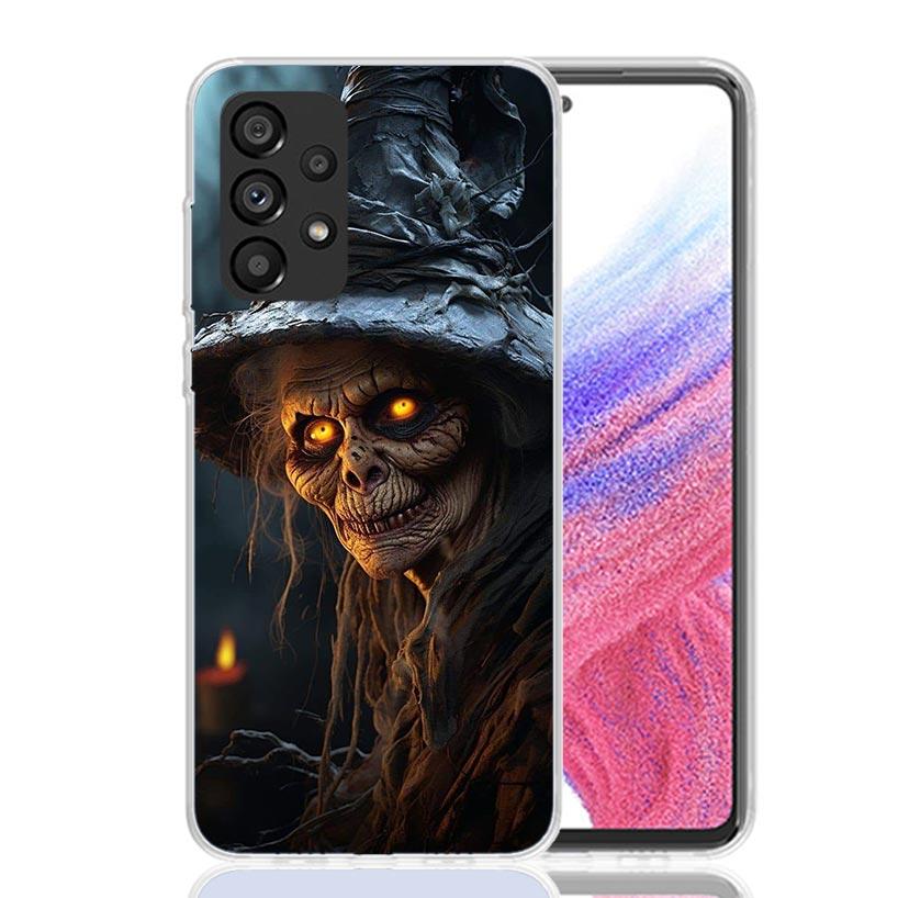 Halloween Moon Witch Horror Phone Case For Samsung Galaxy A17 A16 A14 A15 A13 A57 A56 A54 A55 A53 A37 A36 A34 A35 A33 A26 A24 A2