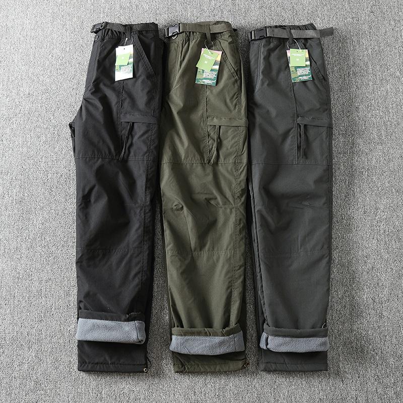 Nové Cargo Kalhoty Pánské Plyšové Teplé Rovné oversize oblečení Jednobarevné Šedé Všestranné pracovní oblečení Černé Joggers Bavlna Ležérní kalhoty