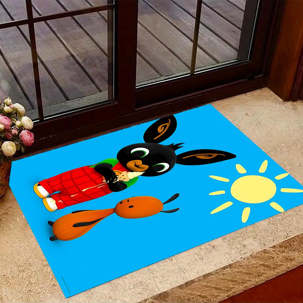 Bing's Birthday Celebration Themed Anti-Slip Rugs - Polyester Home Decor, Suitable for Bedrooms, Living Rooms, Doorways, Studios, and Decorations