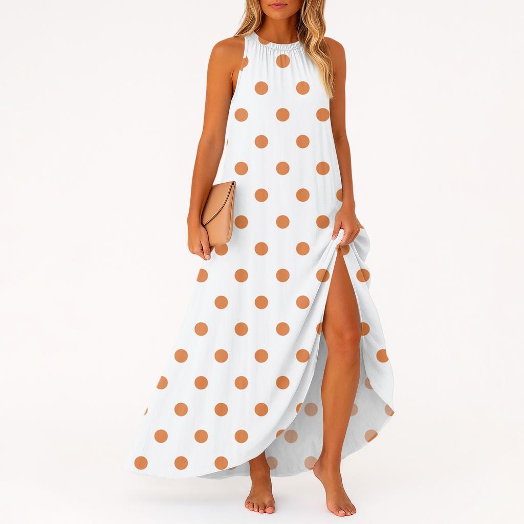 Women's Casual And Fashionable Round-neck  Sleeveless  Mid Length Dress