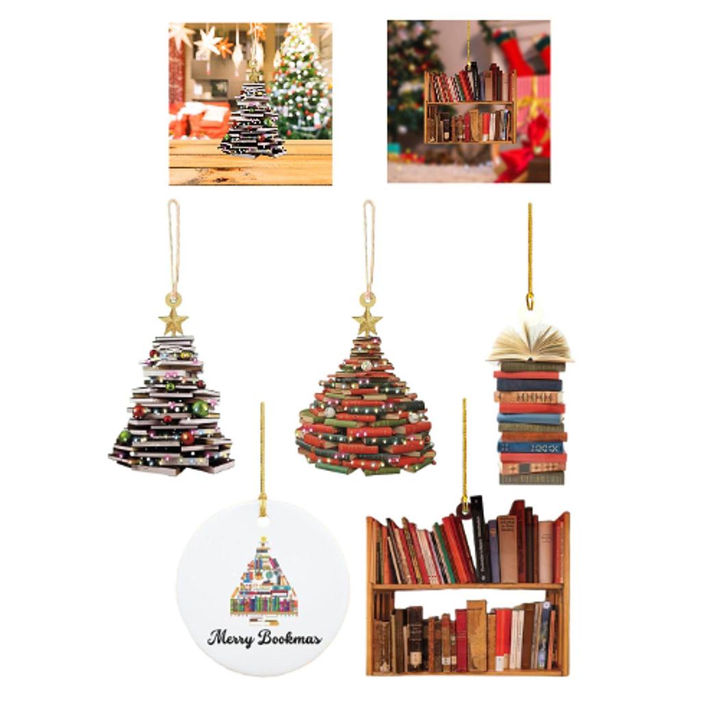 Book Christmas Tree Decoration Party Favors Home Decoration Stack of Books Pendant for Yard Festivals Wall Shelves Holiday
