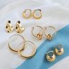 Creative Metal Geometric Circle Hoop Earrings for Women New Trendy Irregular Hammered Twisted Earring Statement Zircon