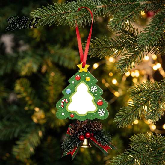Handmade Wooden Ornaments Christmas Tree Ornaments, 2D Stocking House Shaped Photo Frame Hanging Personalized Frames Decor, Xmas Ornament for