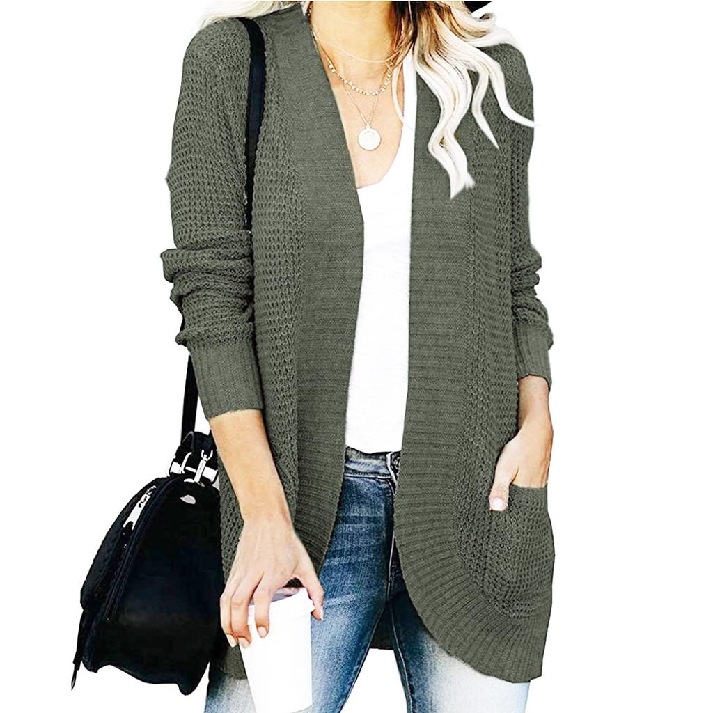 Dámský ležérní svetr jednobarevný Dámský svetr s dlouhým rukávem střední délky