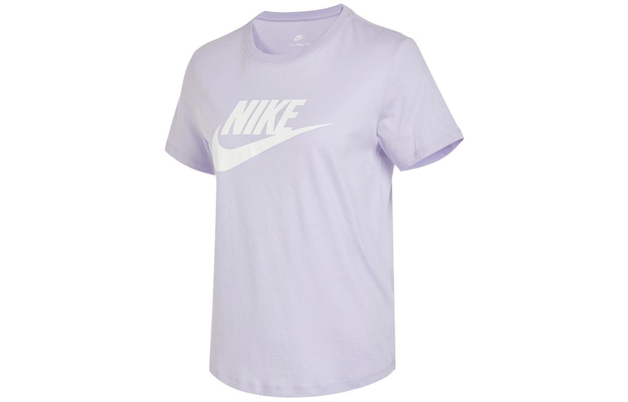 Nike Sportswear Essentials Women ss Retro Logo Print Crewneck T-Shirt Purple DX7907-536 XS