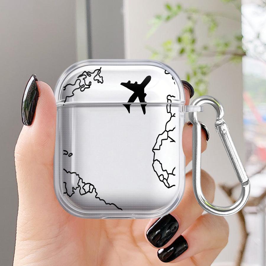 World Travel Routes Clear Earphone Cases Cover Case For Airpods 4 Pro2 2 3 1 Pro Pro3
