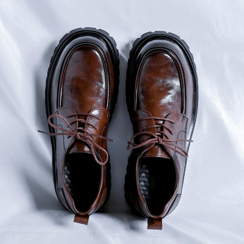 Trendy and Fashionable Hot Selling Man Leather Men's Shoes with Thick Soles and Elevated Height  Youth and Adult Party Shoes