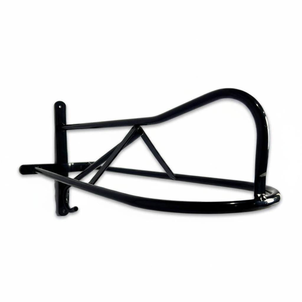 Wall-Mounted Saddle Rack Horizontal Bar Black Metal Space Saving