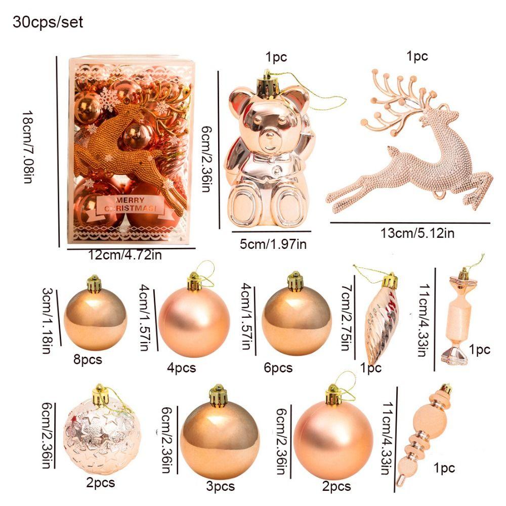 30pcs/set Decorative Christmas Glow Ball Decoration Hanging Christmas Tree Ball Pendant  Holiday