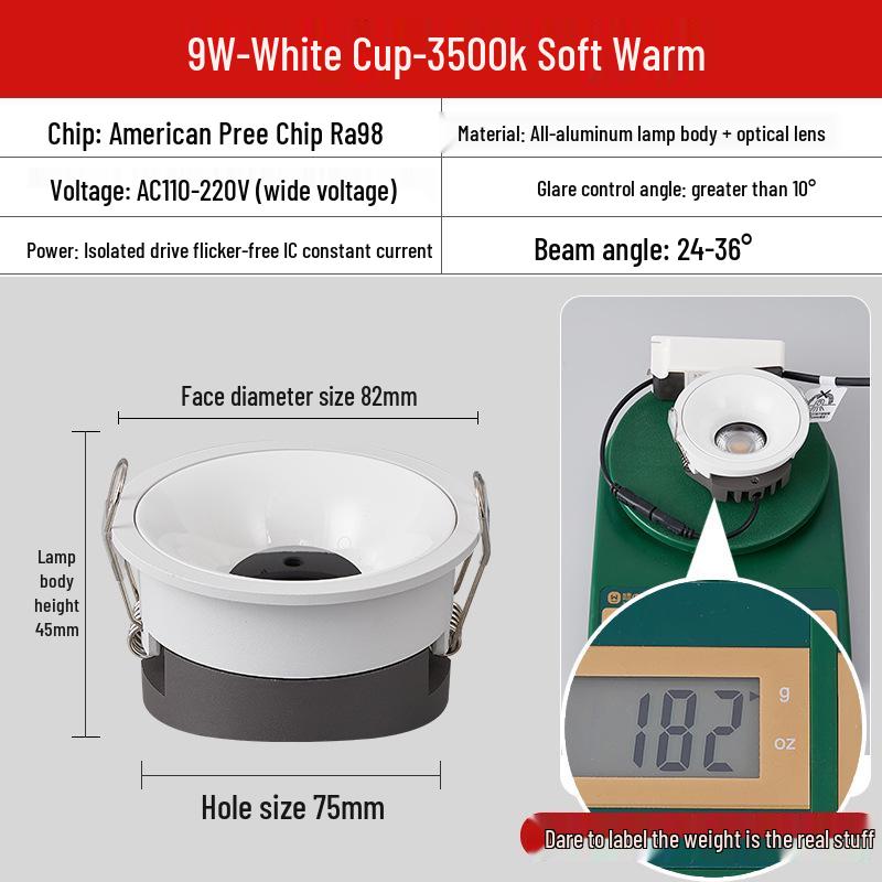 Recessed Anti-Glare Thin Downlight for Low Ceiling - Household & Commercial Use