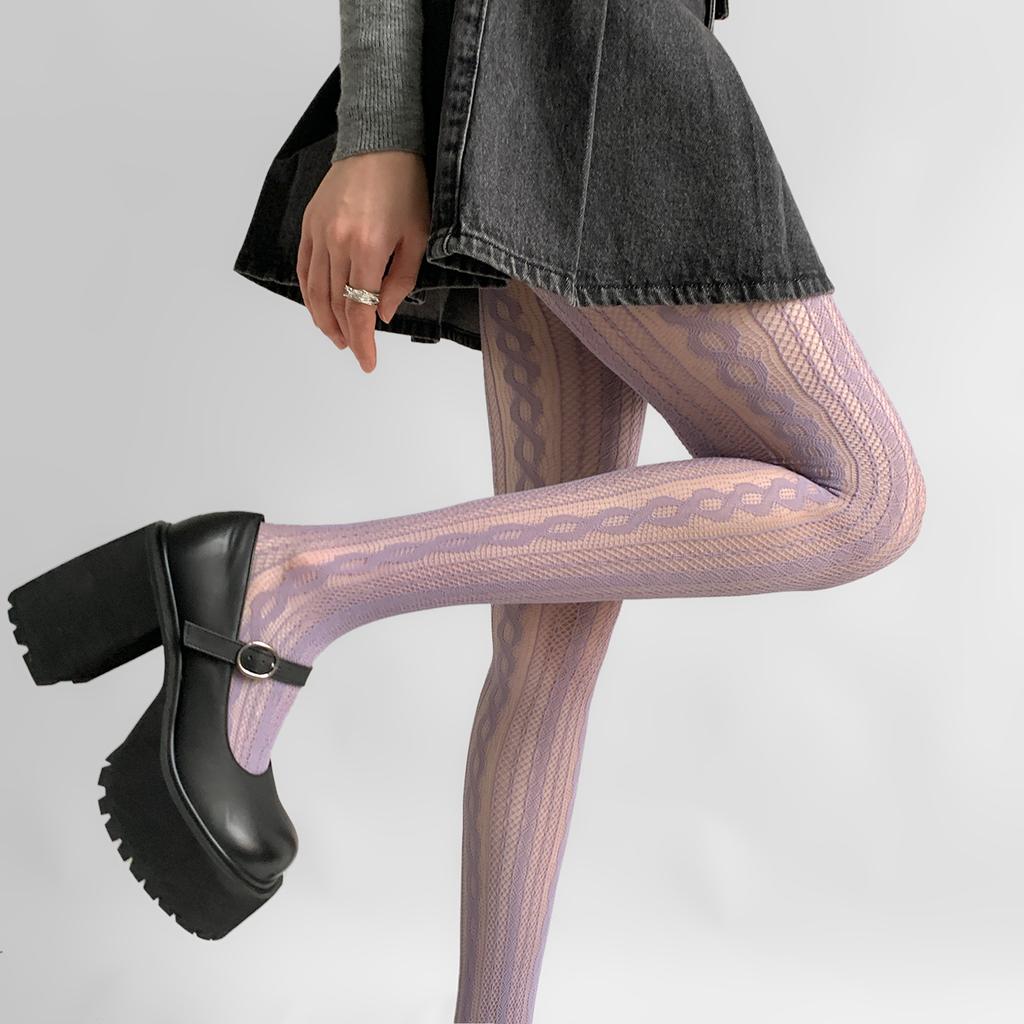 Women Sexy Lace Fishnet Stockings Lolita Hollow Out Solid Pantyhose Women'S Irregular Exposed Skin Tights Slim Y2Kbody Stockings