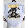 MONEY AND EVERYTHING T-Shirt – Black Oversized Short Sleeve Tee, Rich Bunny Rabbit Graphic with Crown & Dollar, Hip Hop Streetwear