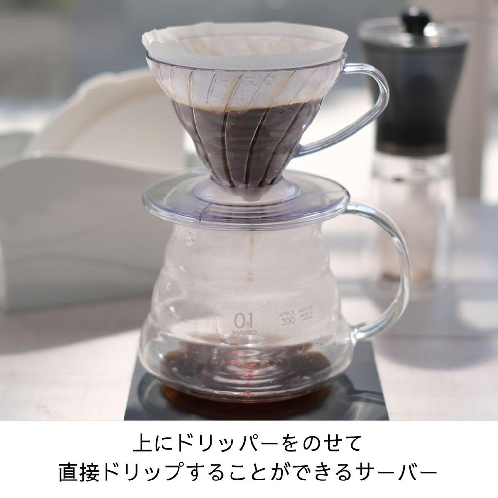 HARIO V60 Glass Server 600 Microwave Clear, 600ml, 2-5 cups, safe, XGSR-60-TB