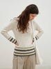 Tencel Wool Cashmere One-Shoulder Striped Sweater for Women