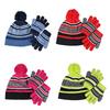 Winter Kids Hat And Gloves Set for Boys Girls Toddler Knitted Pompom Hat And Gloves Set Thick Warm Fleece Lined Accessories for Cold Weather