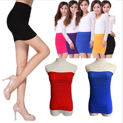 Candy Farbe Sexy Frauen Hohe Taille Bleistift Röcke Elastische Falten Kleidung Nahtlose Dame Mini Rock