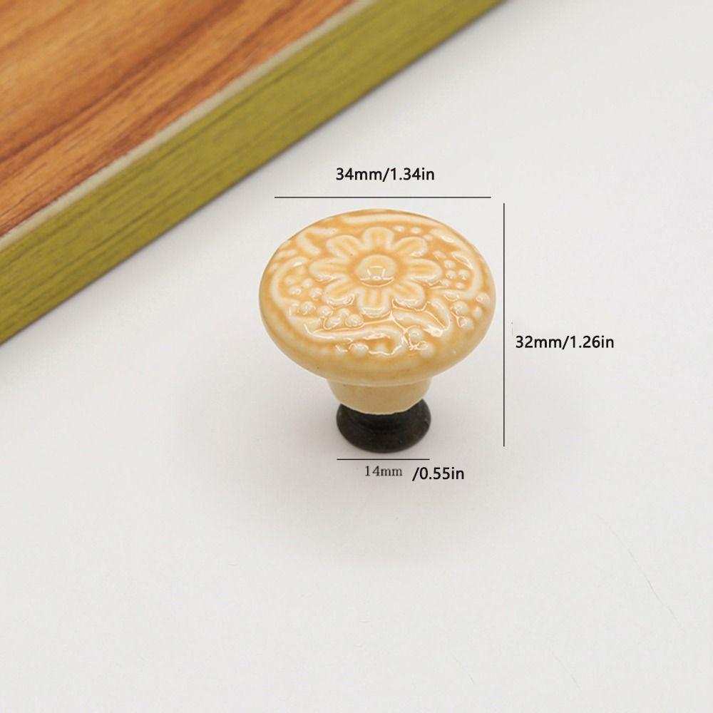 Flower Surface Ceramic Knob Single Hole Cabinet Knob Vintage Door Knob  Kitchen