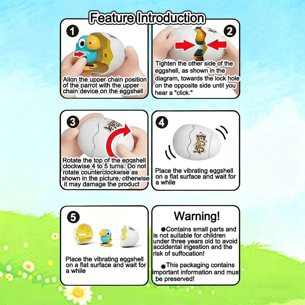 Cartoon Clockwork Animal Jumping Egg Toy Walking Parrot Kids up Chain Animal Running Egg Toys