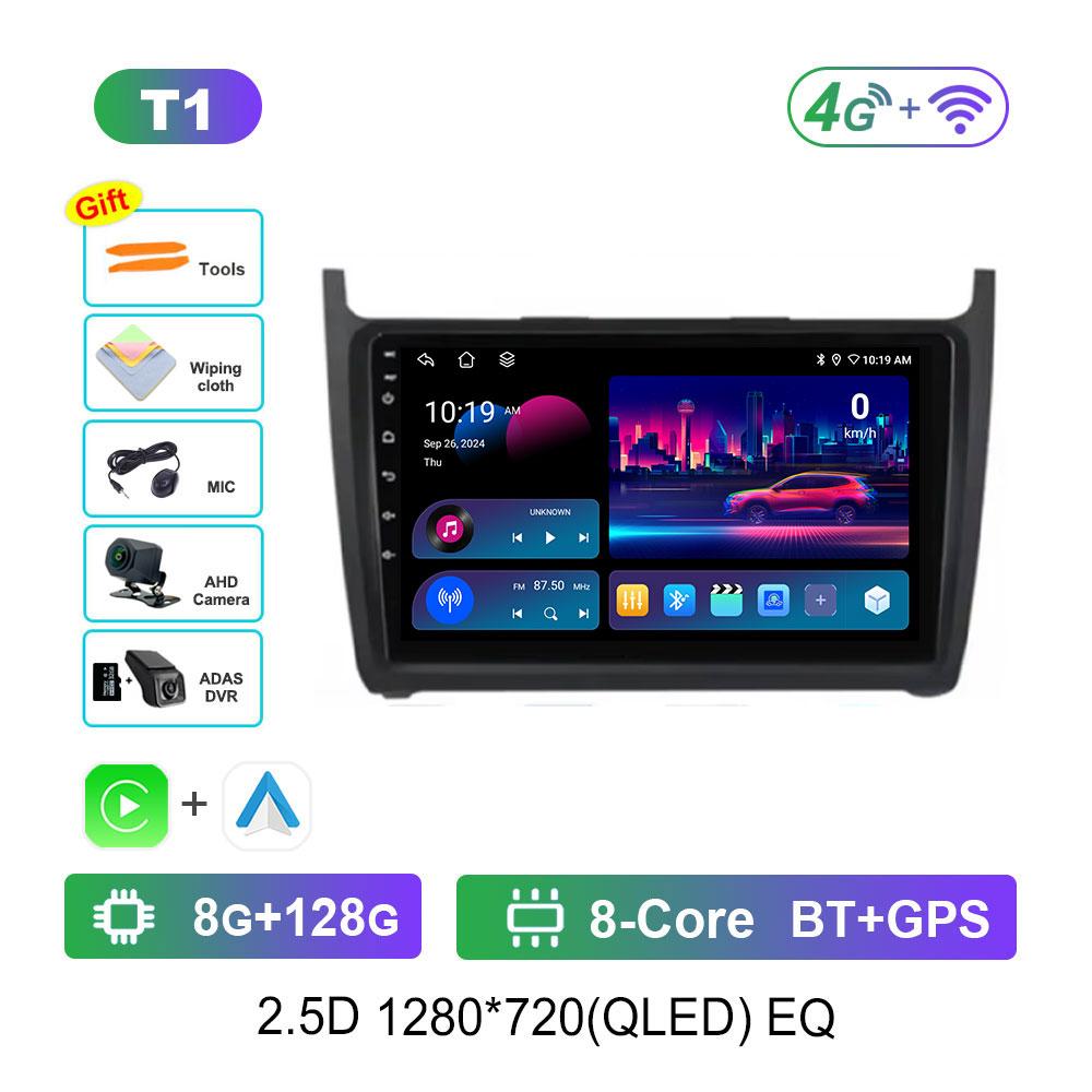 Android 14 Car Video Multimedia Player for VW Volkswagen POLO 5 2008 - 2017 GPS Navi DSP Stereo WiFi BT 4G HD Touch Screen