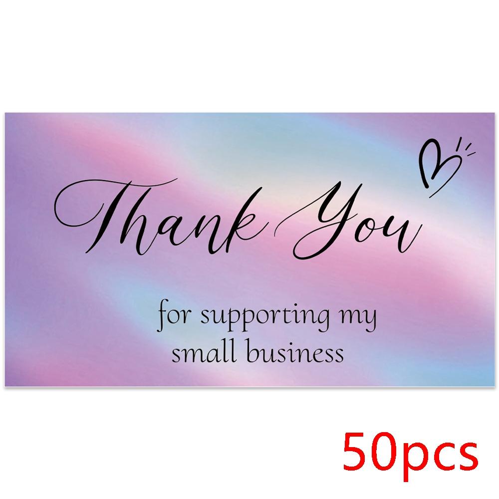 10-50pcs Thank You Cards for Supporting My Small Business Holographic Rainbow Card for Retail Store Goods Customer Package card