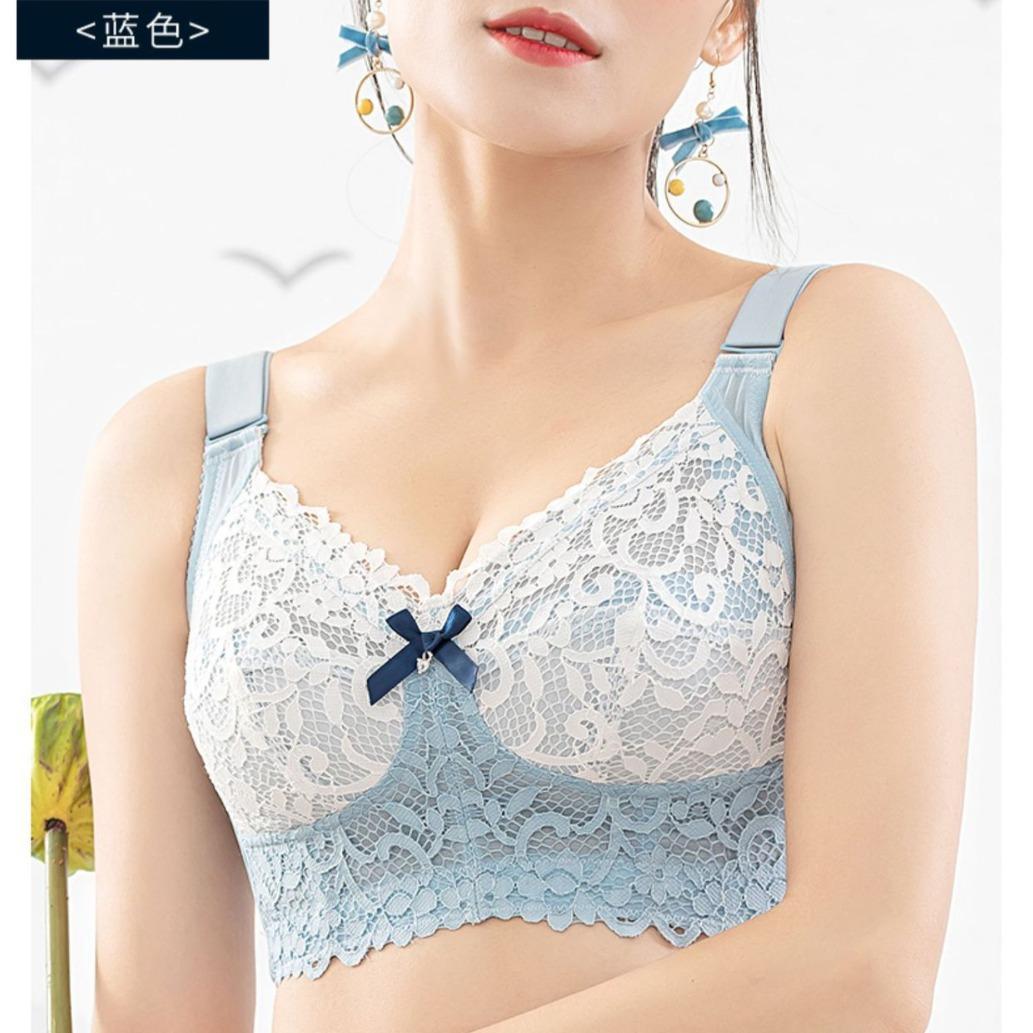

Summer big chest small bra cover without steel ring underwear women s thin bra gathering adjustment large size fat M full cup 75C