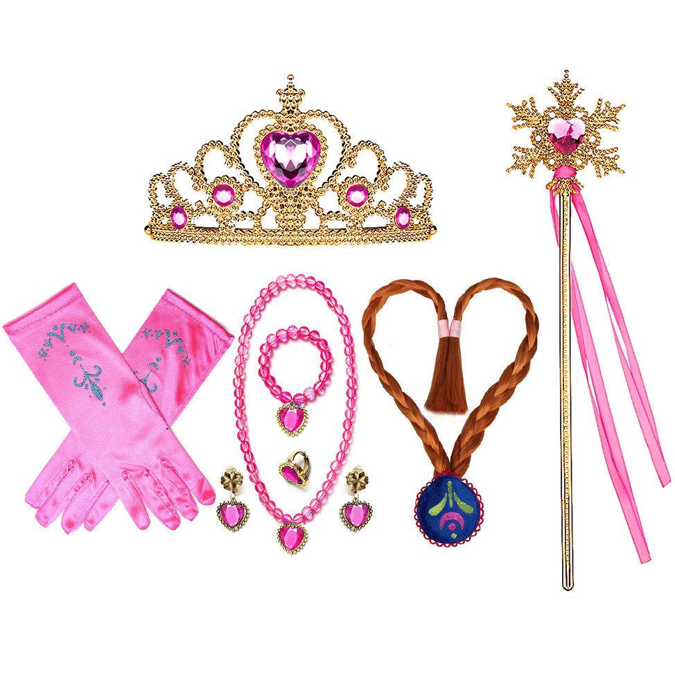 Children'S Accessories Set Love Snowflake Crown Magic Wand Princess Necklace Gloves