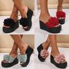 Summer Flat Flower Toe Post Sandals With Rubber Sole For Women