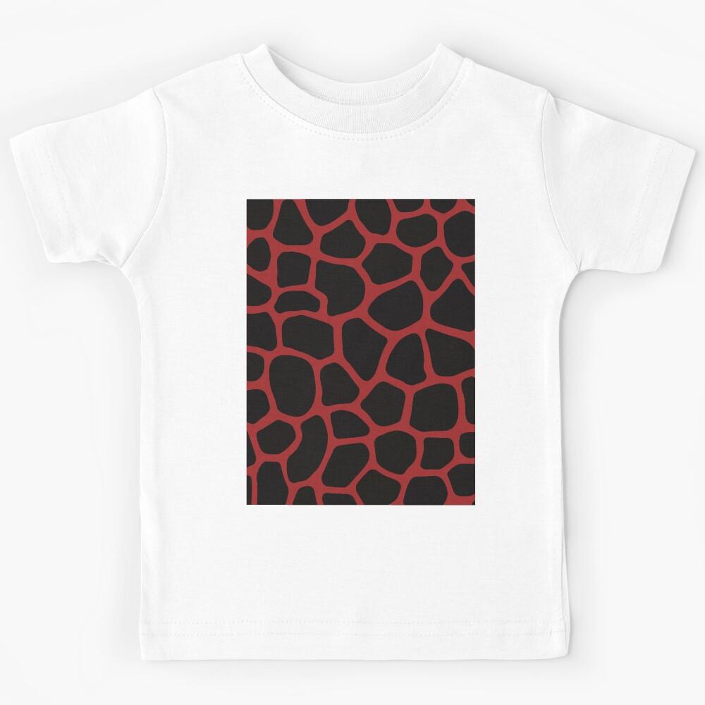 A giraffe skin pattern design in deep red and black. Kids T-Shirt 140