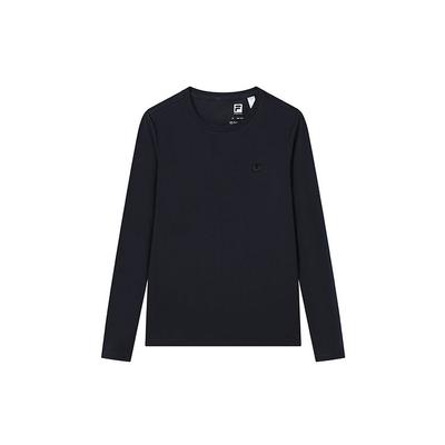 Athletics Solid Color Sports Fitted Knit Crew Neck Long Sleeve T-Shirt Women Tops Royal-Blue A11W211219F-NV