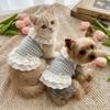 Breathable Pet Lace Skirt Bow Lace Design Cat Checkered Clothes Pet Dog Vest  Photo Shoot