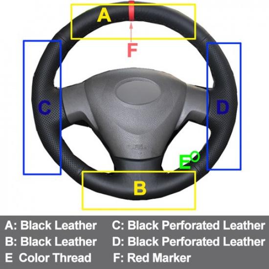 Hand Sew Car Steering Wheel Cover For Toyota Corolla 2006-2010 Auris 2007-2009