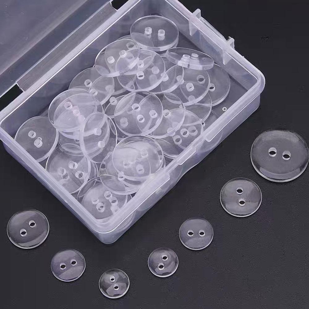 9/15/18mm Transparent Plastic Resin Sewing Buttons Scrapbooking Round Lucency Two Holes Botton Clear Handmade Accessories