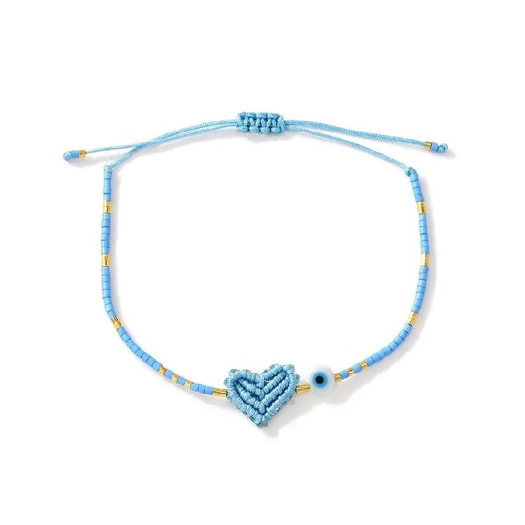 

Fashionable Beaded Evil s Eye Bracelet Featuring Intricate Heart Weave Assorted Bright Color Beads Wrist Chain Jewelry