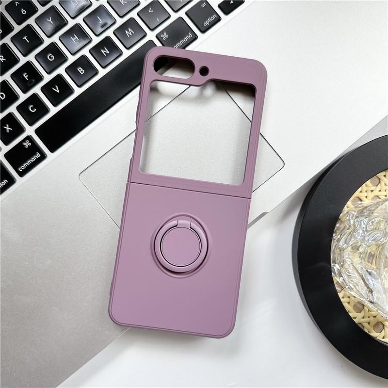 Applicable To Samsung Zflip7 Liquid Silicone Zflip6 Ring Mobile Phone Case Zflip4 Folding Screen Protective Case Foreign Trade