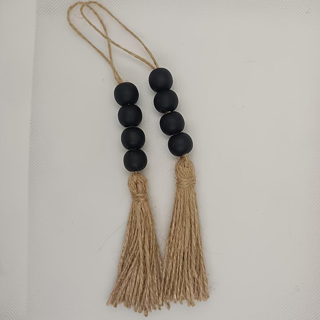 Handmade Bohemian Wood Bead Fringe Door Handle Decorative Pendant, Clothes Hook Decorative Pendant, Wall Ornament