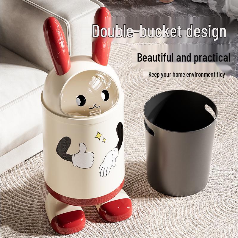 Cute Rabbit Ear Trash Can for Home, Bedroom, Living Room, or Coffee Shop