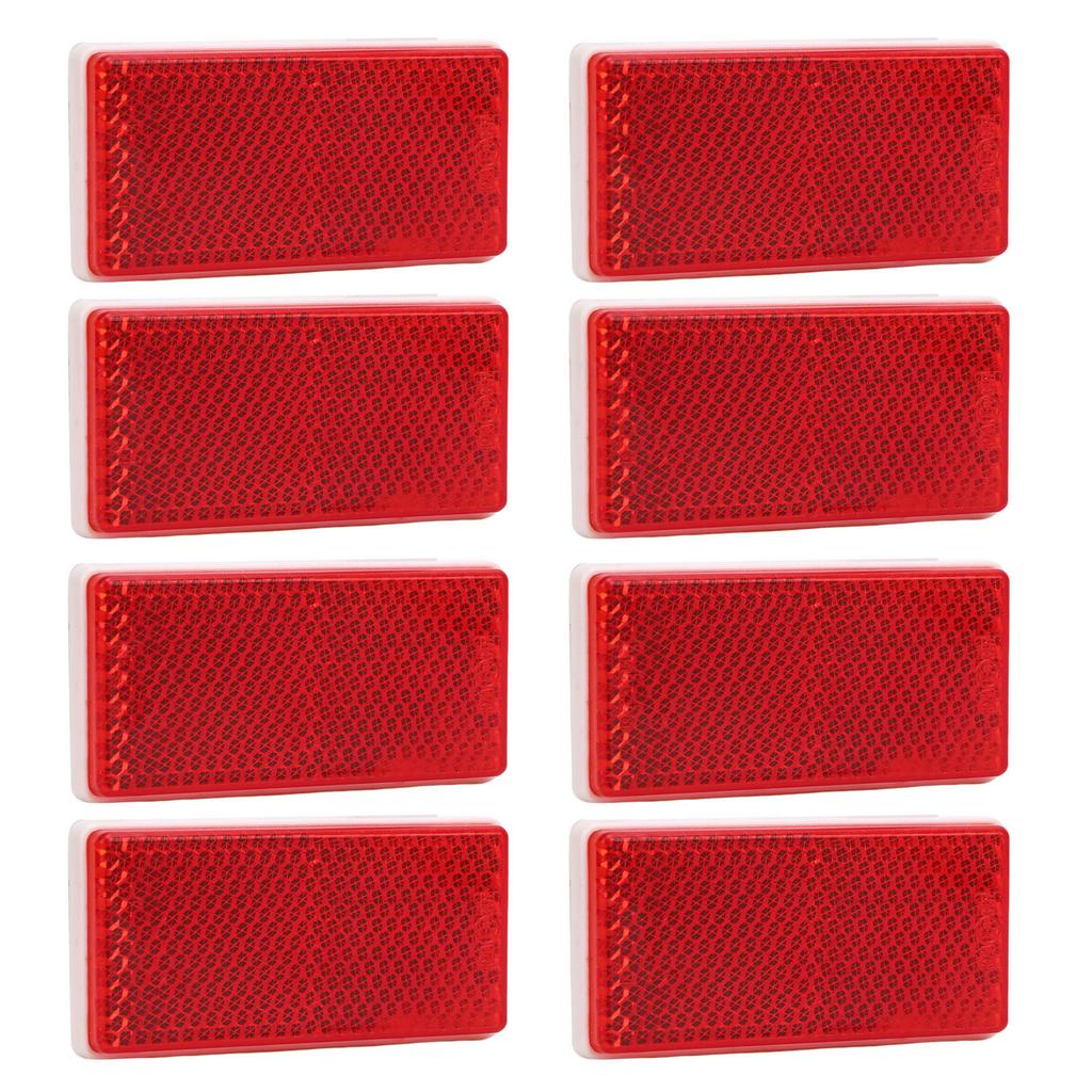 8Pcs Rectangular Reflectors Water Proof Self Adhesive Rectangular Reflective Stickers for Trailer Truck Tractor Boat